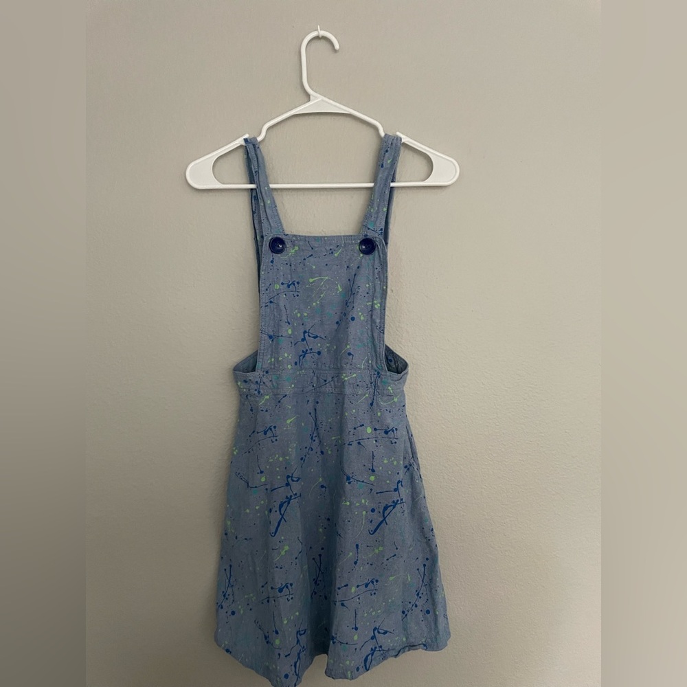 Fervour (by ModCloth) paint splattered denim overall skirt